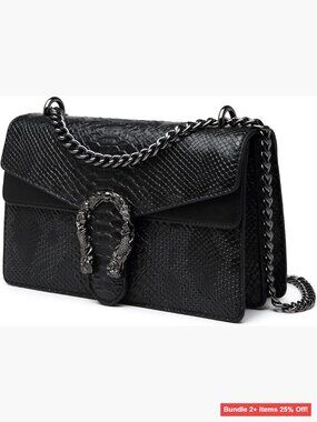 Snake Print Vegan Leather Crossbody Bag Adjustable Strap Large Capacity